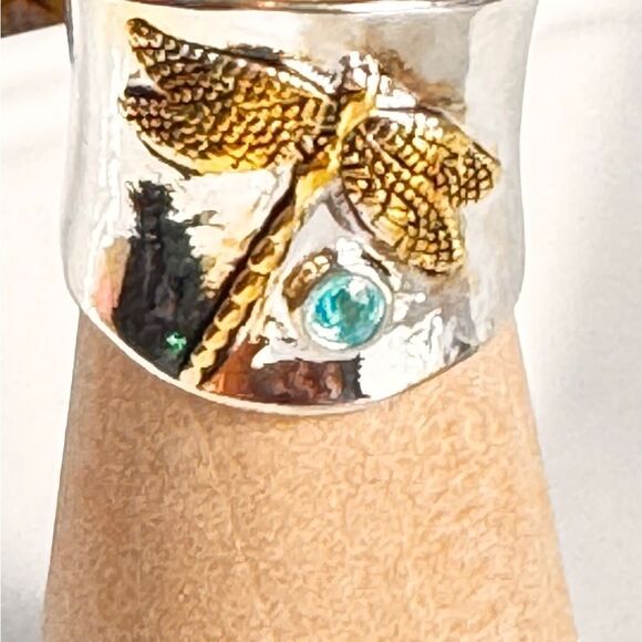 Free People Silver and Gold Dragonfly Stone Ring - Picture 6 of 10